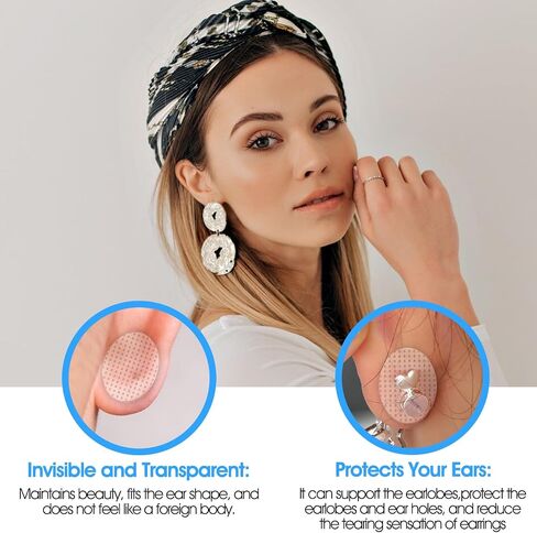 600pcs Ear Lobe Support Patches Earring Support Patches Earring Support Stickers for Heavy Earring Ear Stickers for Split Earlobes Large Protectors Stabilizers for Long-Term Wear Stretched Protect in Saudi Arabia