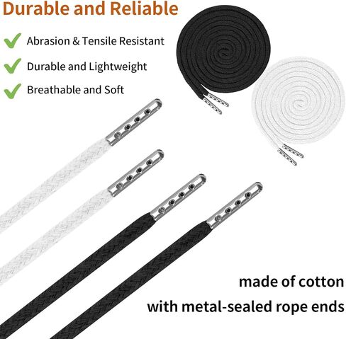 12 Pcs Drawstring Cord, 53 Inch Hoodie String Replacement, Draw String with Threader Tool for Sweatpants Pants (Black/White) in Saudi Arabia