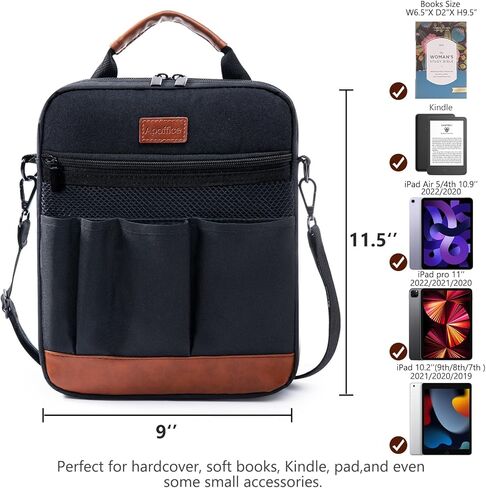 Book Sleeve with Zipper, Book Covers for Book Lovers, Multi-pocket Book Protector Cover with Shoulder Strap,Book Bag for Ipaad, kidle - Back To School Book Accessories in Kuwait