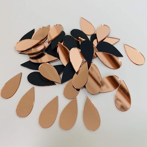 NUORUI 150pcs 1" x 1/2" Teardorp Mirrors Small Mosaic Mirror Tiles for Craft Projects (Yellow Gold) in Saudi Arabia
