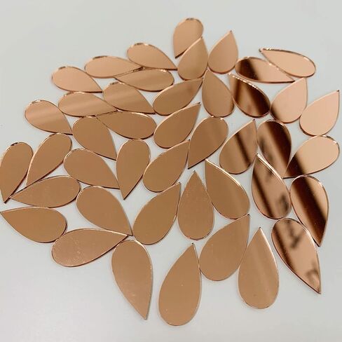NUORUI 150pcs 1" x 1/2" Teardorp Mirrors Small Mosaic Mirror Tiles for Craft Projects (Yellow Gold) in Saudi Arabia