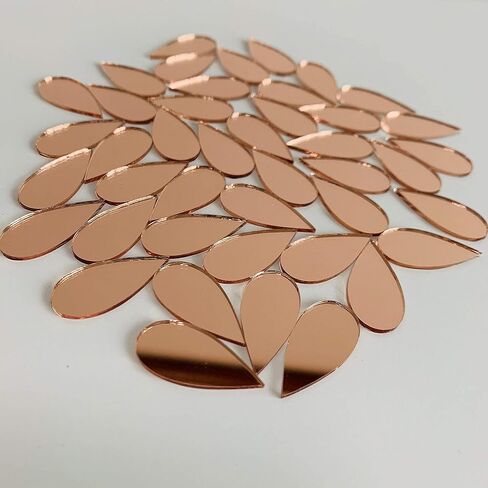 NUORUI 150pcs 1" x 1/2" Teardorp Mirrors Small Mosaic Mirror Tiles for Craft Projects (Yellow Gold) in Saudi Arabia