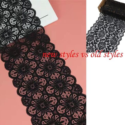 6in*5yard لينة وامتداد الأسود من النسيج الدانتيل الأسود عداء لملابس الزفاف أو الديكور الحرفي DIY in Kuwait