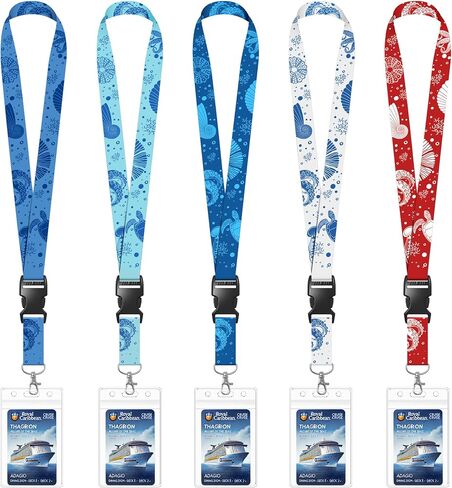 5 Pack Cruise Lanyards with Ocean Creature Design, Cruise Ship Lanyards with Waterproof ID Badge Holders for All Cruise Lines 2025, Mix in Saudi Arabia