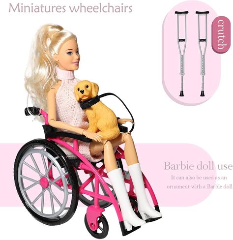 Mini Foldable Doll Wheelchair & Crutches Gift Set – 1:6 Scale Accessories for 12" Fashion Dolls, Realistic Dollhouse Decor with Storage Box for Crafts, Inclusive Play & Dioramas in Saudi Arabia