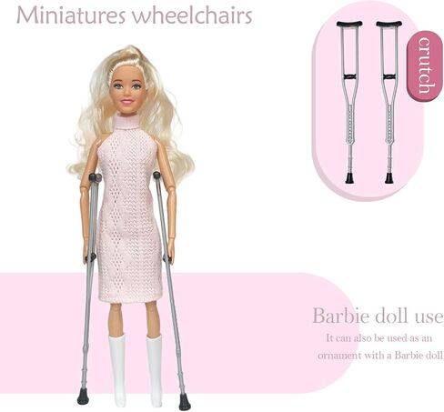 Mini Foldable Doll Wheelchair & Crutches Gift Set – 1:6 Scale Accessories for 12" Fashion Dolls, Realistic Dollhouse Decor with Storage Box for Crafts, Inclusive Play & Dioramas in Saudi Arabia