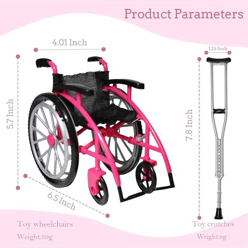 Mini Foldable Doll Wheelchair & Crutches Gift Set – 1:6 Scale Accessories for 12" Fashion Dolls, Realistic Dollhouse Decor with Storage Box for Crafts, Inclusive Play & Dioramas in Saudi Arabia