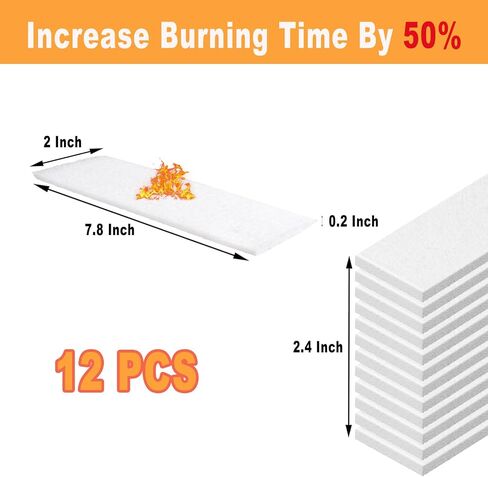 12 Packs Inches Ceramic Wool Wick for Tabletop Fire Pit Extend Burn Time, No Cutting Required, Easy to Use(8×2×0.2in) in Saudi Arabia
