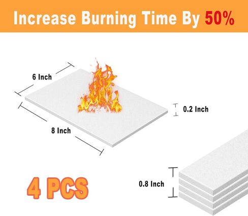 12 Packs Inches Ceramic Wool Wick for Tabletop Fire Pit Extend Burn Time, No Cutting Required, Easy to Use(8×2×0.2in) in Saudi Arabia