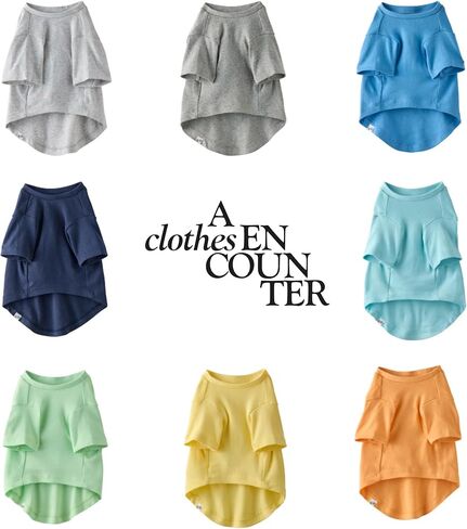 Multipack 100% Organic Cotton Dog Short Sleeve T-Shirt Pet Tees for All Breeds, Rainbow Blues, Small in Kuwait