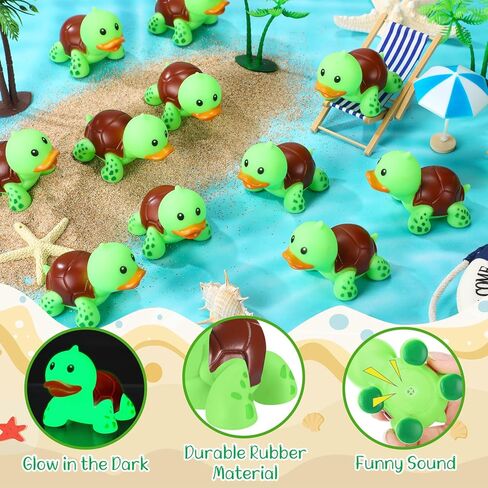 Hydren 24 PCS Turtle Turtle Duck Glow في الظلام اللطيف المظلم Mini Mini Squeaky Sean Sean Rubber Rubber Toys Floating Bathontub Favors for Sea Carnival Swimming Pool Party Decor in Kuwait