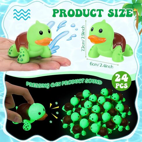 Hydren 24 PCS Turtle Turtle Duck Glow في الظلام اللطيف المظلم Mini Mini Squeaky Sean Sean Rubber Rubber Toys Floating Bathontub Favors for Sea Carnival Swimming Pool Party Decor in Kuwait