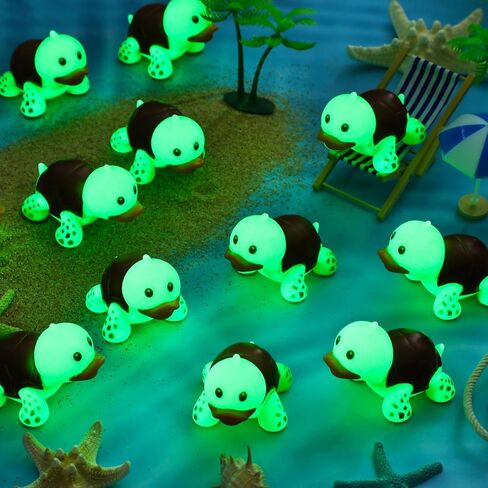 Hydren 24 PCS Turtle Turtle Duck Glow في الظلام اللطيف المظلم Mini Mini Squeaky Sean Sean Rubber Rubber Toys Floating Bathontub Favors for Sea Carnival Swimming Pool Party Decor in Kuwait