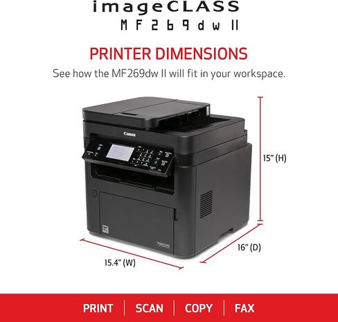 Canon ImageClass MF289DW-أحادي اللون ، دوبلكس ، طابعة ليزر لاسلكية ، طباعة الكل في واحد ، نسخ ، مسح ، فاكس ، وحدة تغذية مستندات تلقائية ، ضمان محدود لمدة عام واحد ، 35 جزء في المليون ، أبيض in Saudi Arabia