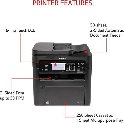 Canon ImageClass MF289DW-أحادي اللون ، دوبلكس ، طابعة ليزر لاسلكية ، طباعة الكل في واحد ، نسخ ، مسح ، فاكس ، وحدة تغذية مستندات تلقائية ، ضمان محدود لمدة عام واحد ، 35 جزء في المليون ، أبيض in Saudi Arabia