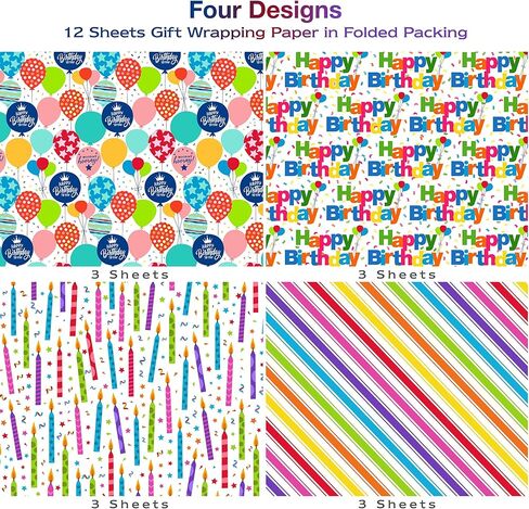 MotiGiftie Pink Wrapping Paper Sheet - 8 Sheets Folded Flat Gift Wrap with Cute Ribbon Bow, Pink Plaid, Stripes and Leaves Design for Girl Baby Shower, Birthday, Wedding - 20 X 28 Inch Per Sheet in Saudi Arabia