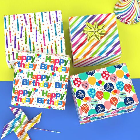 MotiGiftie Pink Wrapping Paper Sheet - 8 Sheets Folded Flat Gift Wrap with Cute Ribbon Bow, Pink Plaid, Stripes and Leaves Design for Girl Baby Shower, Birthday, Wedding - 20 X 28 Inch Per Sheet in Saudi Arabia