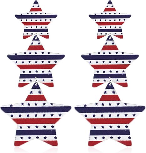 American Flag Earrings for Women 4th of July Independence Day Earrings Red White Blue Star Fireworks Celebration Earring Holiday Acrylic Jewelry Gifts (001) in Saudi Arabia