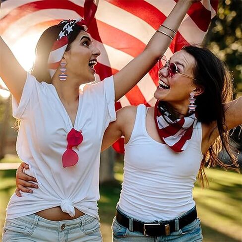 American Flag Earrings for Women 4th of July Independence Day Earrings Red White Blue Star Fireworks Celebration Earring Holiday Acrylic Jewelry Gifts (001) in Saudi Arabia