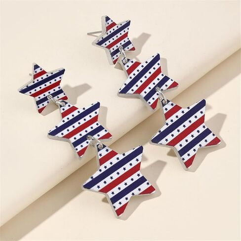 American Flag Earrings for Women 4th of July Independence Day Earrings Red White Blue Star Fireworks Celebration Earring Holiday Acrylic Jewelry Gifts (001) in Saudi Arabia