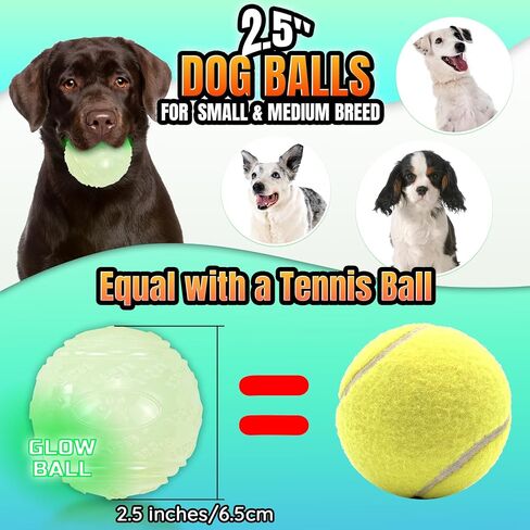 4-Pack 3.5" Glow Squeaky Dog Balls,Bouncy Glow in The Dark Dog Ball with Squeaker, Durable Dog Rubber Ball Toys Glowing Fetch Balls for Medium Large Dogs Nighttime Playing Indoors & Outdoors in Saudi Arabia