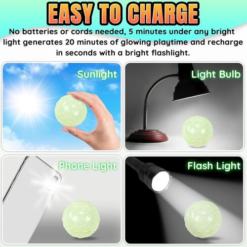 4-Pack 3.5" Glow Squeaky Dog Balls,Bouncy Glow in The Dark Dog Ball with Squeaker, Durable Dog Rubber Ball Toys Glowing Fetch Balls for Medium Large Dogs Nighttime Playing Indoors & Outdoors in Saudi Arabia