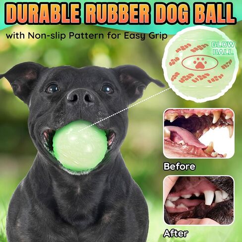 4-Pack 3.5" Glow Squeaky Dog Balls,Bouncy Glow in The Dark Dog Ball with Squeaker, Durable Dog Rubber Ball Toys Glowing Fetch Balls for Medium Large Dogs Nighttime Playing Indoors & Outdoors in Saudi Arabia