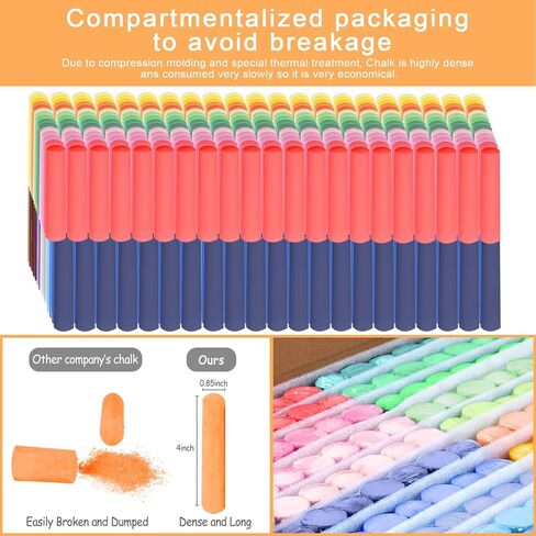 210 Pcs Sidewalk Chalk-30 Colors, Drawing Chalk for Kids, Jumbo Washable Chalk Giant Box Non-Toxic Dustless,Painting on Sidewalk,Outdoor Art, Blackboard, Playground in Kuwait
