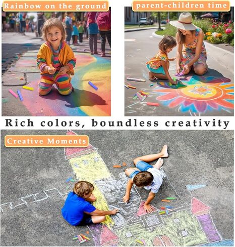 210 Pcs Sidewalk Chalk-30 Colors, Drawing Chalk for Kids, Jumbo Washable Chalk Giant Box Non-Toxic Dustless,Painting on Sidewalk,Outdoor Art, Blackboard, Playground in Kuwait