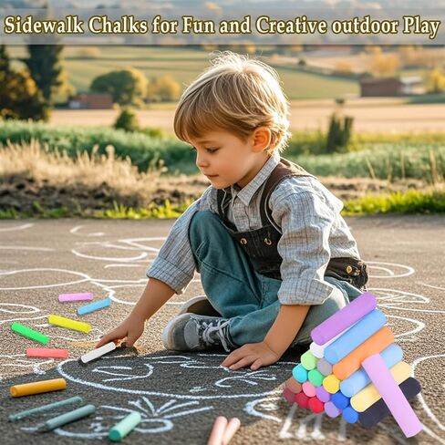 210 Pcs Sidewalk Chalk-30 Colors, Drawing Chalk for Kids, Jumbo Washable Chalk Giant Box Non-Toxic Dustless,Painting on Sidewalk,Outdoor Art, Blackboard, Playground in Kuwait