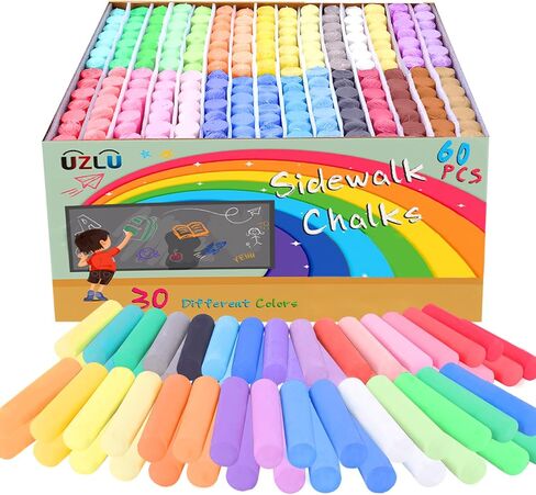 210 Pcs Sidewalk Chalk-30 Colors, Drawing Chalk for Kids, Jumbo Washable Chalk Giant Box Non-Toxic Dustless,Painting on Sidewalk,Outdoor Art, Blackboard, Playground in Kuwait