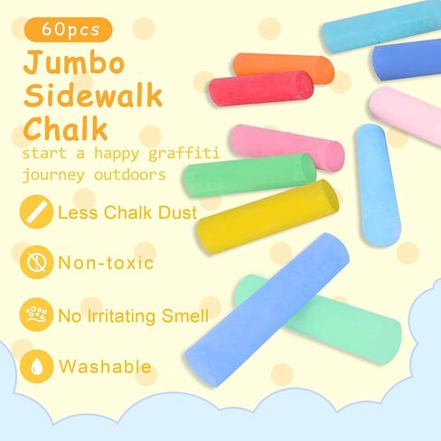 210 Pcs Sidewalk Chalk-30 Colors, Drawing Chalk for Kids, Jumbo Washable Chalk Giant Box Non-Toxic Dustless,Painting on Sidewalk,Outdoor Art, Blackboard, Playground in Kuwait