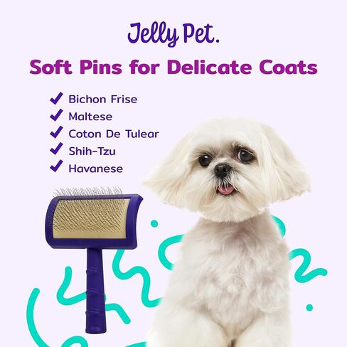Jelly Pet Universal Slicker Brush for Dogs, Dog Grooming Brush, Remove Tangles and Dead Undercoat, Tuffer Than Tangles, Maltese Shi-Tzu Poodle Bichon, Firm Pins, Teal, Small in Saudi Arabia