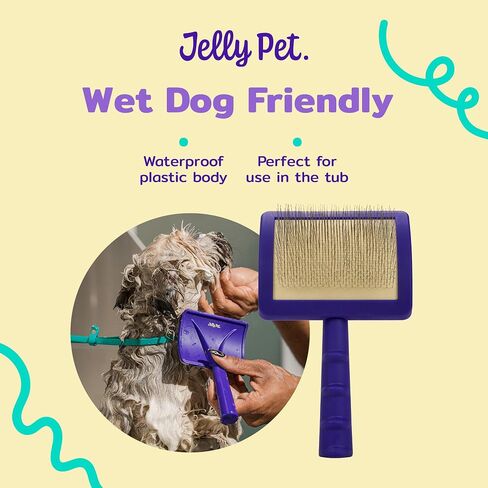 Jelly Pet Universal Slicker Brush for Dogs, Dog Grooming Brush, Remove Tangles and Dead Undercoat, Tuffer Than Tangles, Maltese Shi-Tzu Poodle Bichon, Firm Pins, Teal, Small in Saudi Arabia