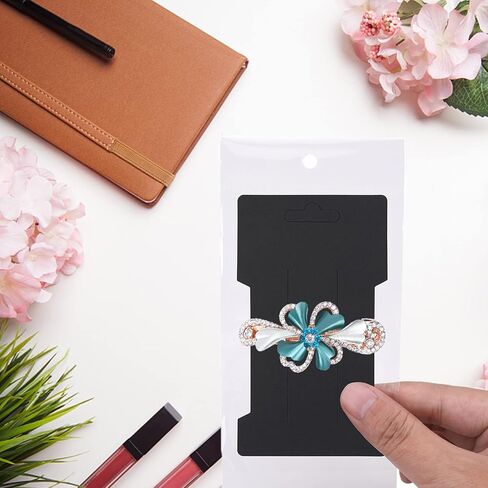 150 Hair Clip Display Cards with Self-Seal Bags - Rectangular Cardboard Holders for Bows, Barrettes, and Hair Accessories Organizing in Saudi Arabia