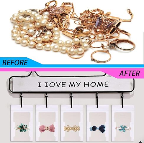 150 بطاقات عرض مشبك الشعر مع أكياس الخبز الذاتي - أصحاب الورق المقوى المستطيلة للأقواس والباريت وملحقات الشعر تنظيم in Kuwait