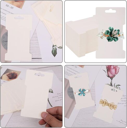 150 بطاقات عرض مشبك الشعر مع أكياس الخبز الذاتي - أصحاب الورق المقوى المستطيلة للأقواس والباريت وملحقات الشعر تنظيم in Kuwait