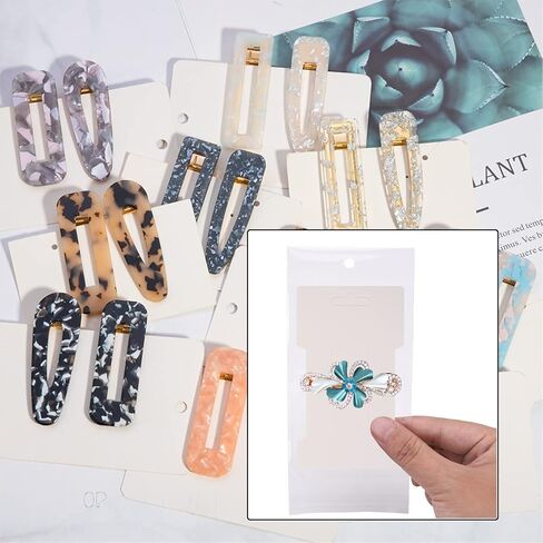 150 بطاقات عرض مشبك الشعر مع أكياس الخبز الذاتي - أصحاب الورق المقوى المستطيلة للأقواس والباريت وملحقات الشعر تنظيم in Kuwait