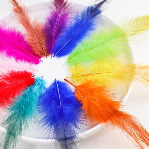 300pcs Mardi Gras Craft Feathers 4-6inch Rooster Feathers Colorful Bulk Feathers for Mardi Gras Crafts Masquerade Carnival Party Decoration (Green Purple Yellow) in Saudi Arabia