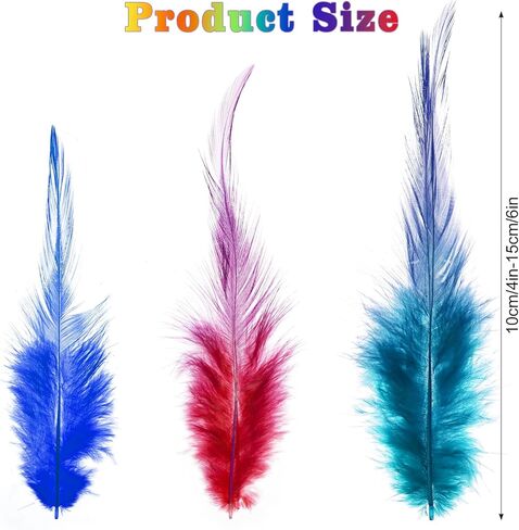300pcs Mardi Gras Craft Feathers 4-6inch Rooster Feathers Colorful Bulk Feathers for Mardi Gras Crafts Masquerade Carnival Party Decoration (Green Purple Yellow) in Saudi Arabia