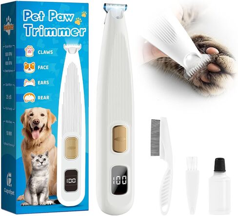 Dog Paw Trimmer with LED Light, 35dB Low Noise Precision Pet Paw Trimmer for Dogs Cats Grooming Clippers, 2 Speed Safety Electric Paw Hair Trimmer for Paws, Ears, Rump, Face, Eyes (White) in Saudi Arabia