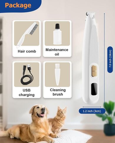 Dog Paw Trimmer with LED Light, 35dB Low Noise Precision Pet Paw Trimmer for Dogs Cats Grooming Clippers, 2 Speed Safety Electric Paw Hair Trimmer for Paws, Ears, Rump, Face, Eyes (White) in Saudi Arabia