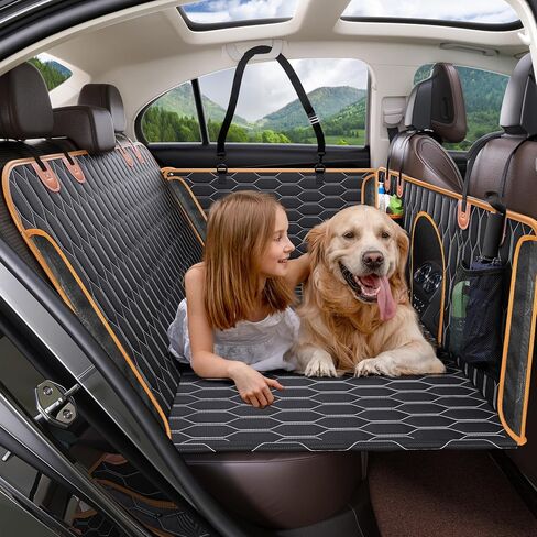 TantivyBo Back Seat Extender for Dogs, Dog Car Seat Cover for Back Seat with Hard Bottom for Car, Small Truck, Mid SUV, Supports 400LB with Car Seat Belt - Medium Size (Black) in Saudi Arabia
