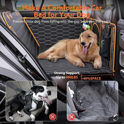 TantivyBo Back Seat Extender for Dogs, Dog Car Seat Cover for Back Seat with Hard Bottom for Car, Small Truck, Mid SUV, Supports 400LB with Car Seat Belt - Medium Size (Black) in Saudi Arabia