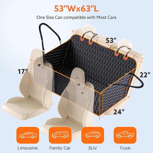 TantivyBo Back Seat Extender for Dogs, Dog Car Seat Cover for Back Seat with Hard Bottom for Car, Small Truck, Mid SUV, Supports 400LB with Car Seat Belt - Medium Size (Black) in Saudi Arabia