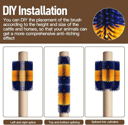Livestock Scratching Brush, Flexible PBT Horse Grooming Kit Horse Brushes, Massage Brush Kit for Cattle, Cow, Sheep, Horses Goat Supplies (Yellow-Blue, 1 pack) in Kuwait