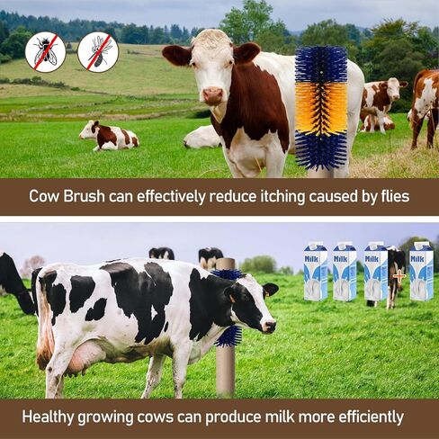 Livestock Scratching Brush, Flexible PBT Horse Grooming Kit Horse Brushes, Massage Brush Kit for Cattle, Cow, Sheep, Horses Goat Supplies (Yellow-Blue, 1 pack) in Kuwait