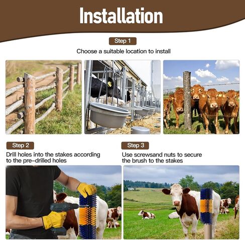 Livestock Scratching Brush, Flexible PBT Horse Grooming Kit Horse Brushes, Massage Brush Kit for Cattle, Cow, Sheep, Horses Goat Supplies (Yellow-Blue, 1 pack) in Kuwait