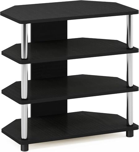 Furinno Turn-N-Tube Easy Assembly 4-Tier Petite Entertainment Center / TV Stand / TV Unit / TV Desk, Stainless Steel, Americano/Chrome in Saudi Arabia