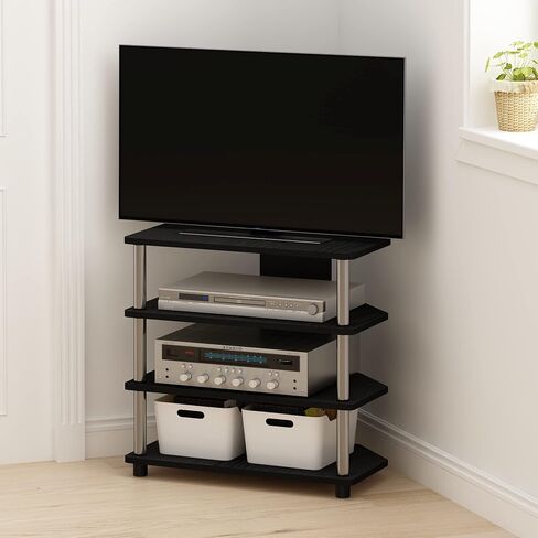 Furinno Turn-N-Tube Easy Assembly 4-Tier Petite Entertainment Center / TV Stand / TV Unit / TV Desk, Stainless Steel, Americano/Chrome in Saudi Arabia